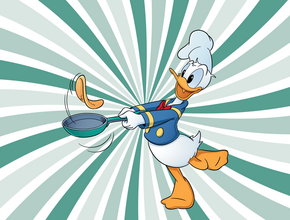 Donald Duck bakt pannenkoeken